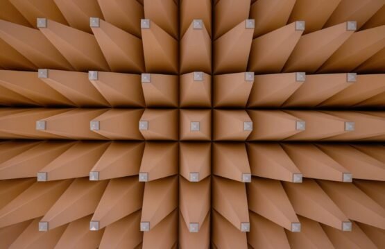 A close up view of a ceiling made out of cardboard